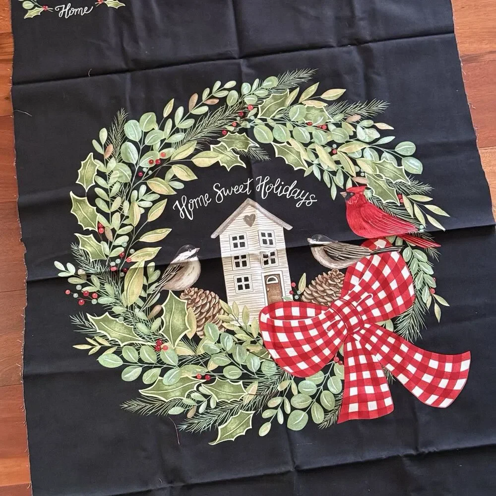 Moda HOLIDAYS AT HOME 56079 Black Quilt PANEL Deb Strain 24
